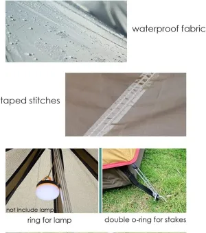 GeRRiT Waterproof Camping Pyramid Teepee Tent Adult Tipi Tent Waterproof Double Layers Tent Yurt Tent Tower Post Bell Tent for Outdoo Family Trip Beautiful Scenery