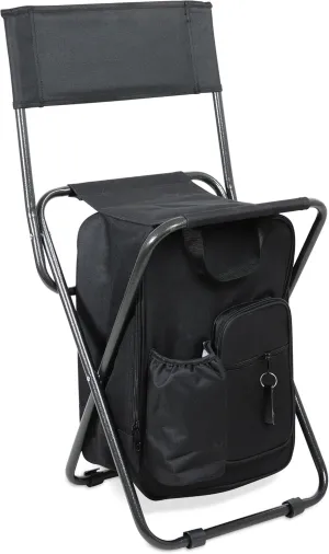 Get Out! Folding Ice Fishing Chair with Cooler for 225 lbs - Portable Backpack Cooler Chair - Ice Chest Backpack Chair with Back Rest for Camping, Fishing, Hunting, Tailgating, Picnics Lunchbox Stool