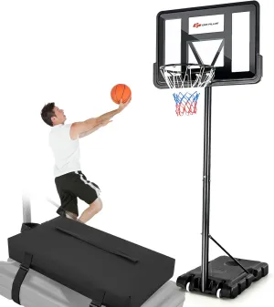 Goplus Portable Basketball Hoop, 4.25-10FT Height Adjustable, 44'' Shatterproof Backboard, 18" Basket Rim, Wheels, Basketball Goal for Kids Youth Adults Outdoor