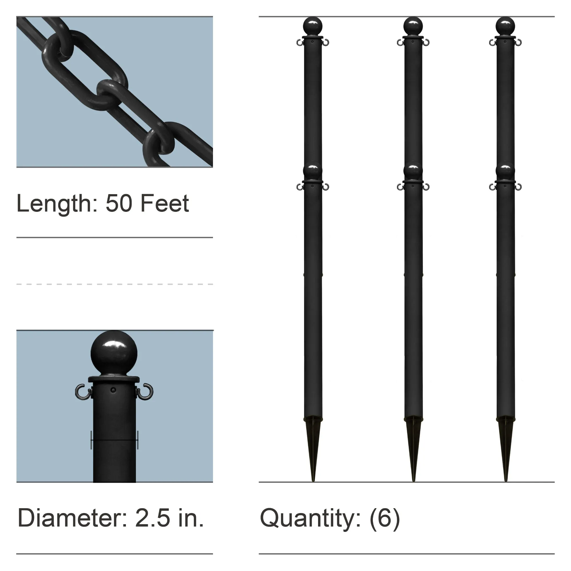 Ground Pole Kits with Plastic Chain