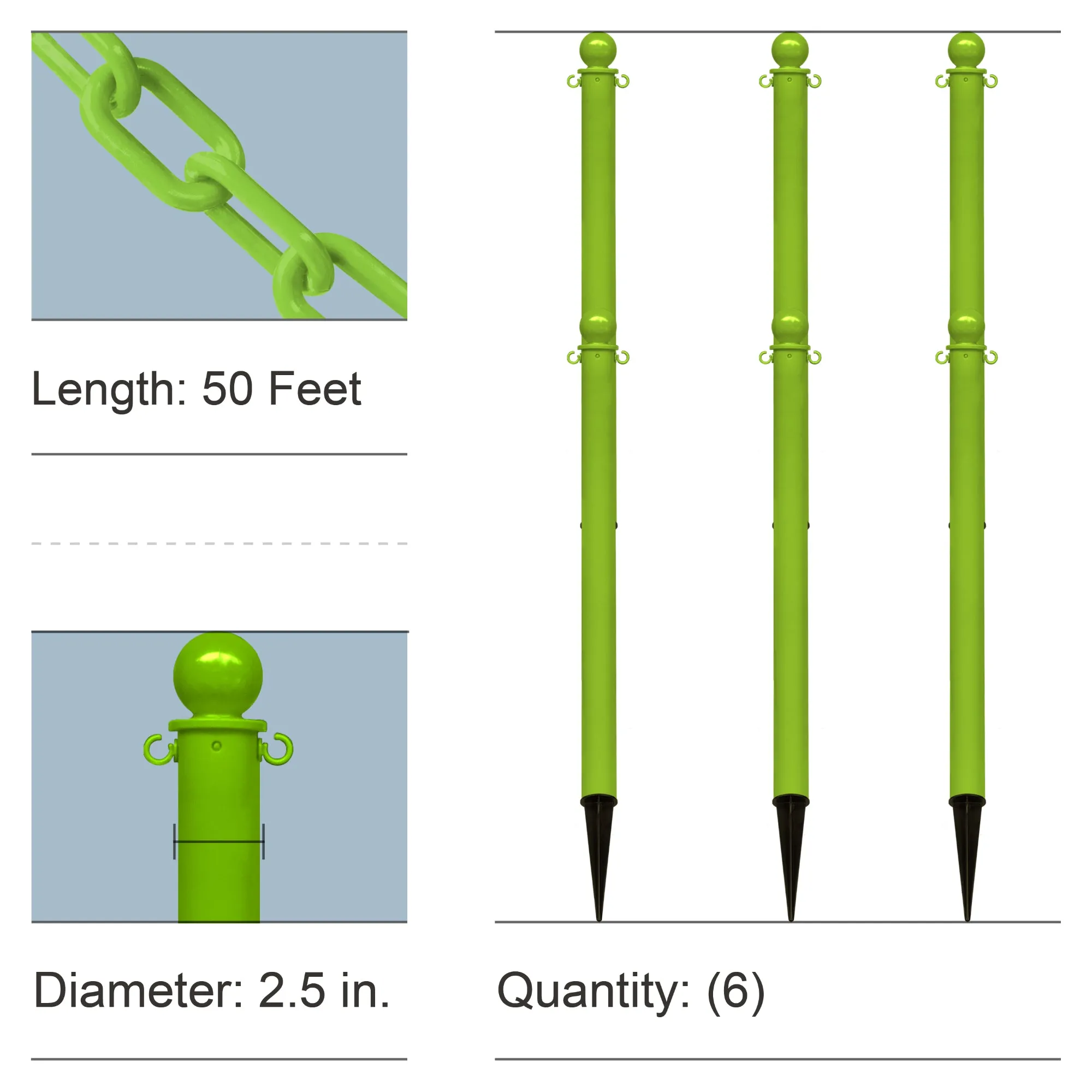 Ground Pole Kits with Plastic Chain