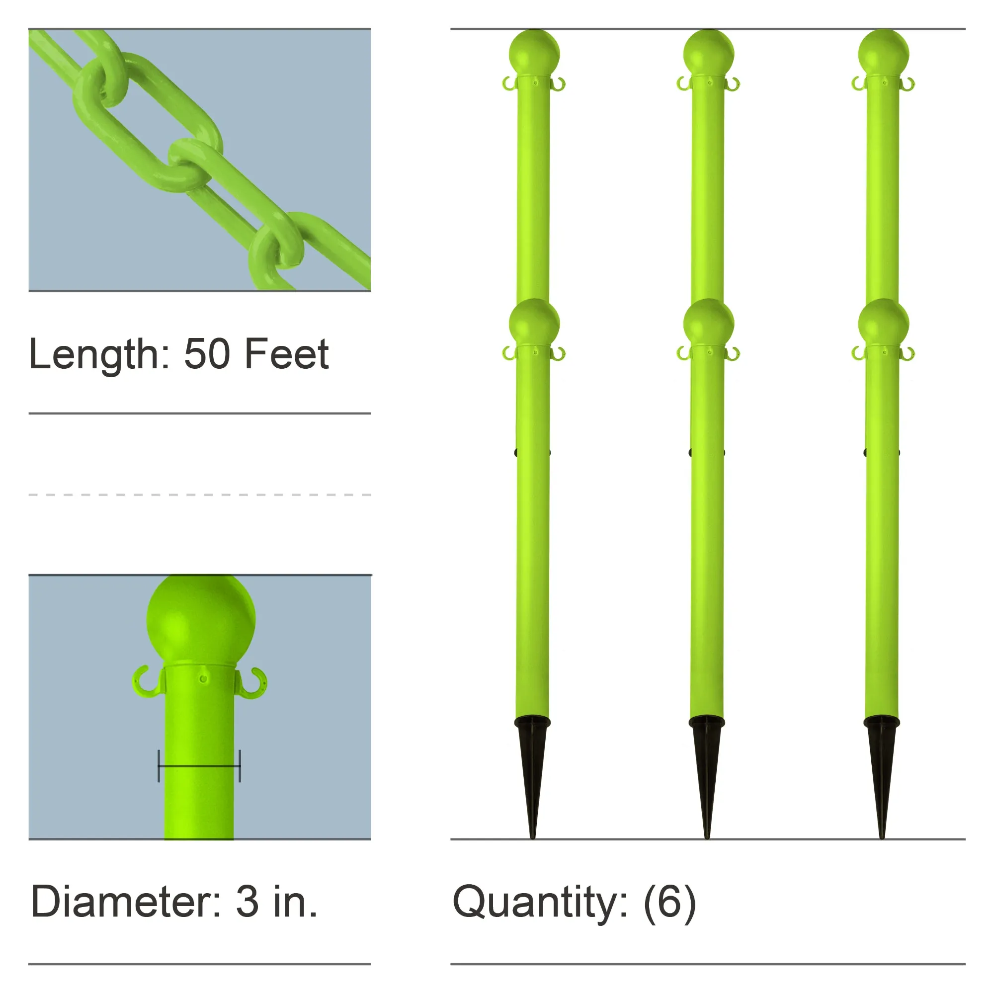 Ground Pole Kits with Plastic Chain