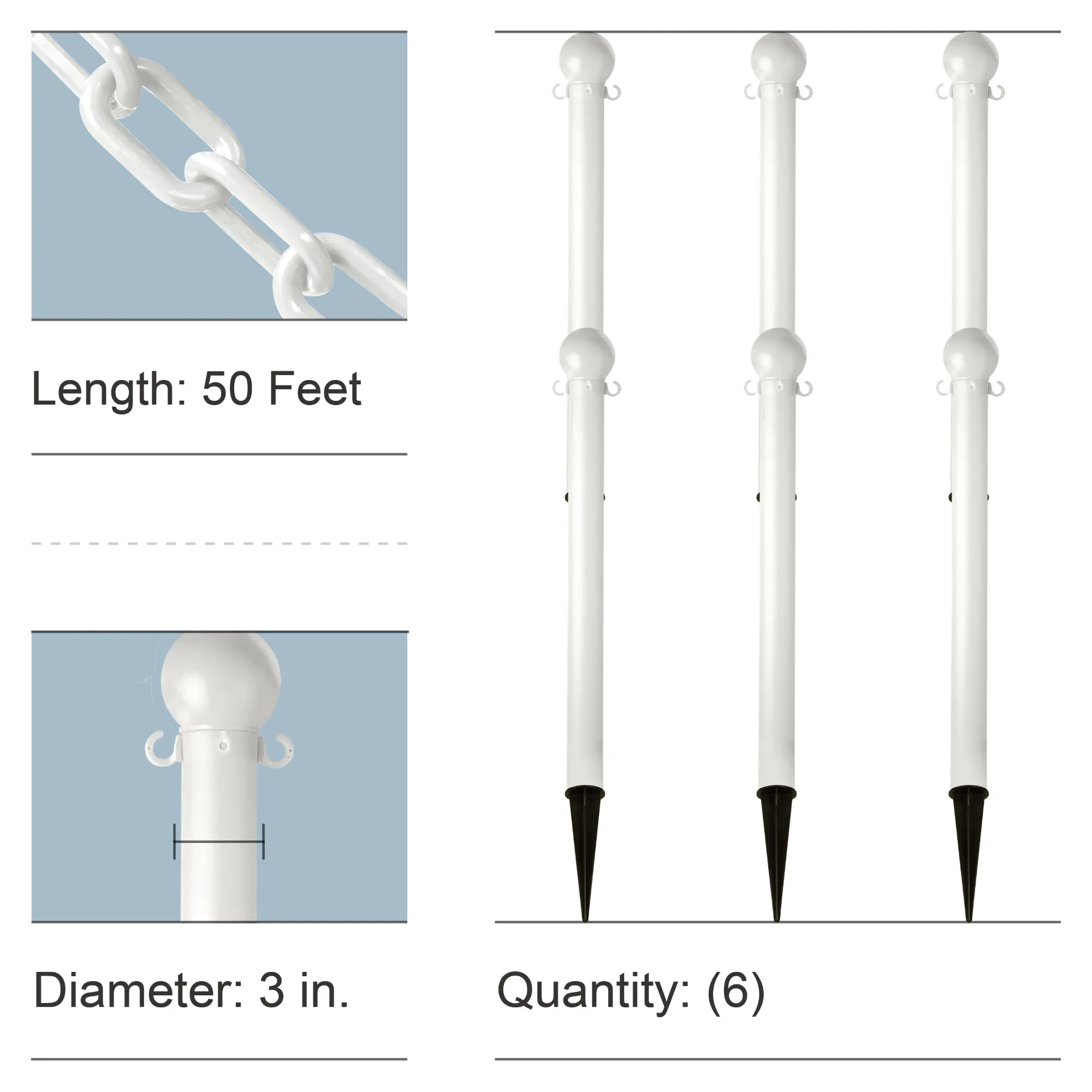Ground Pole Kits with Plastic Chain