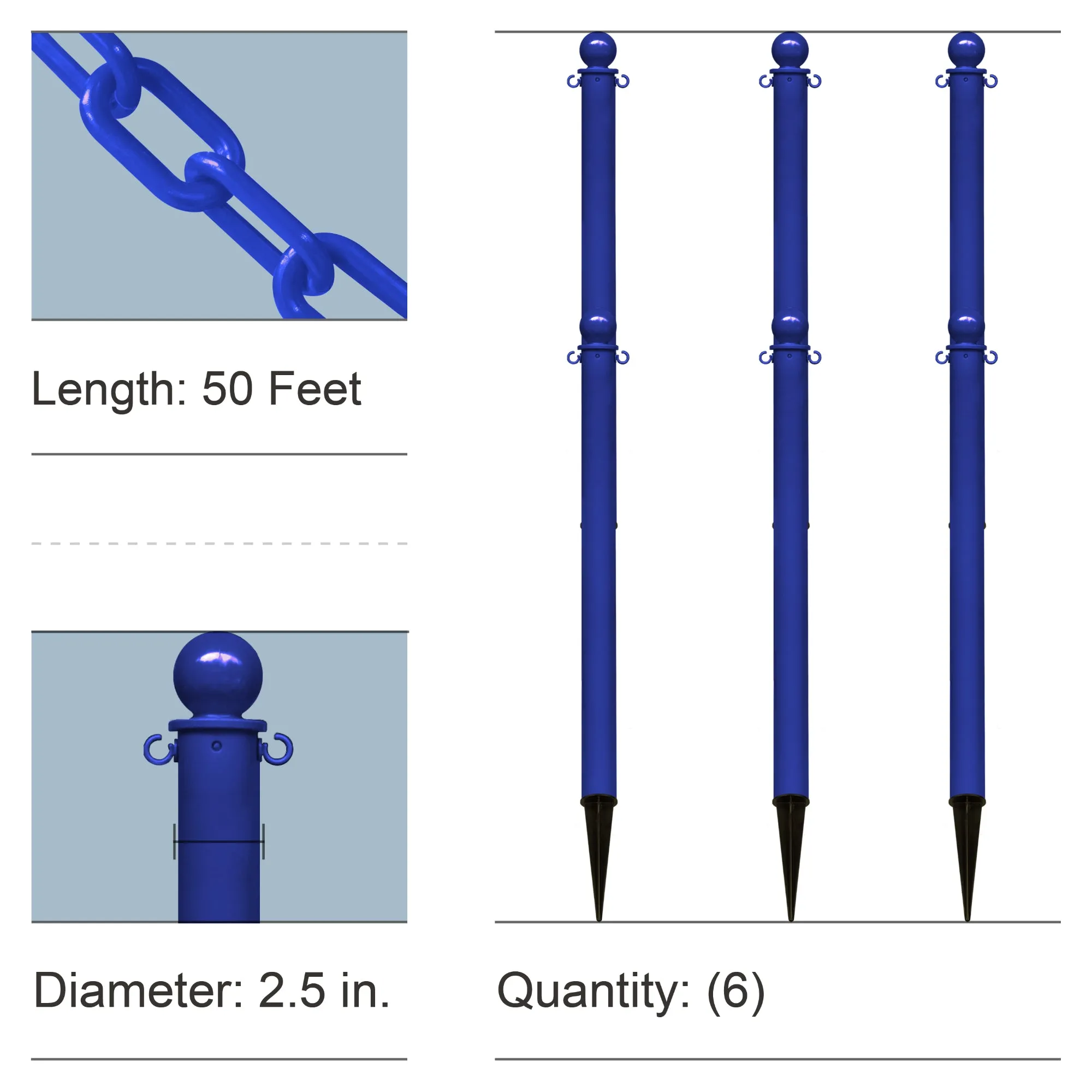 Ground Pole Kits with Plastic Chain