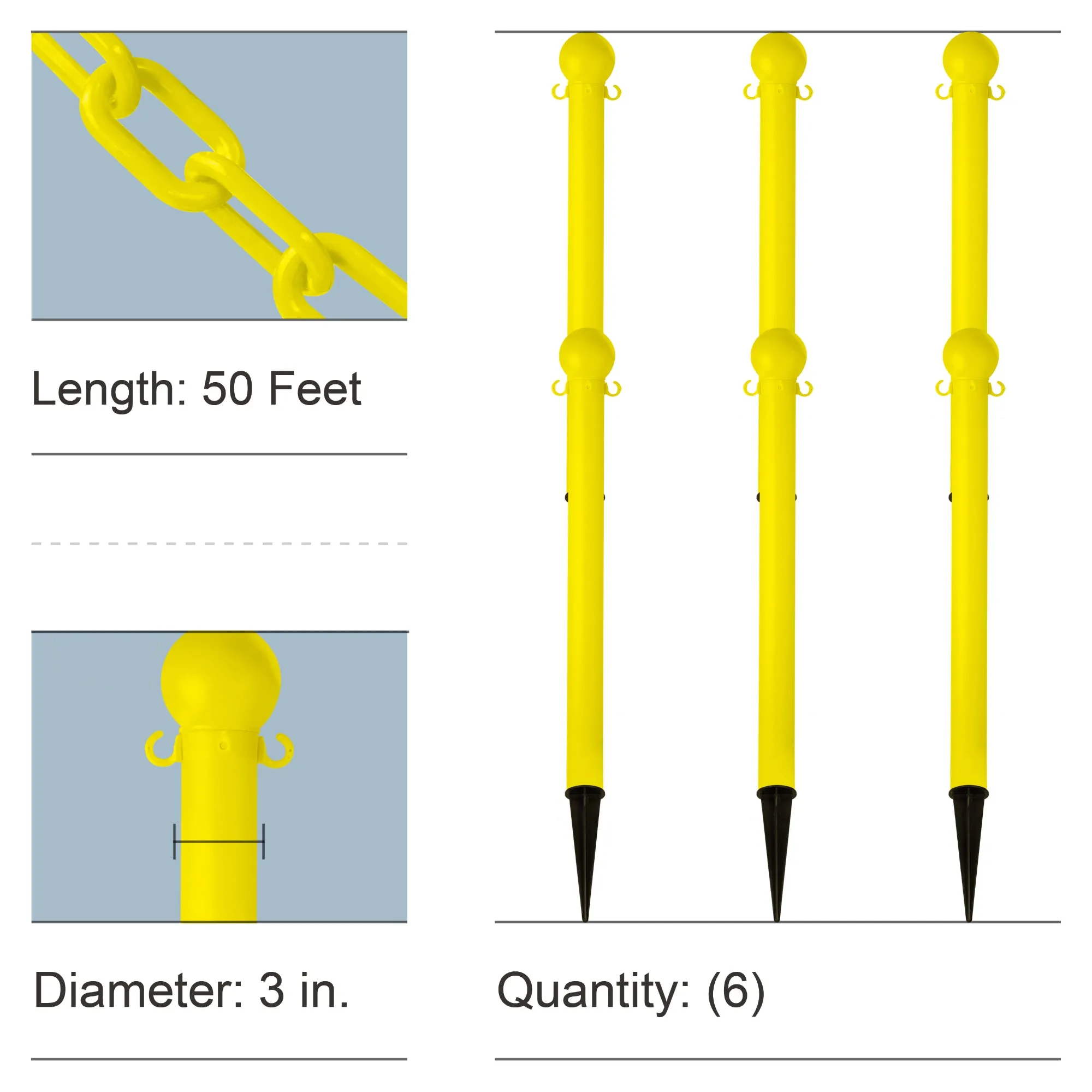 Ground Pole Kits with Plastic Chain