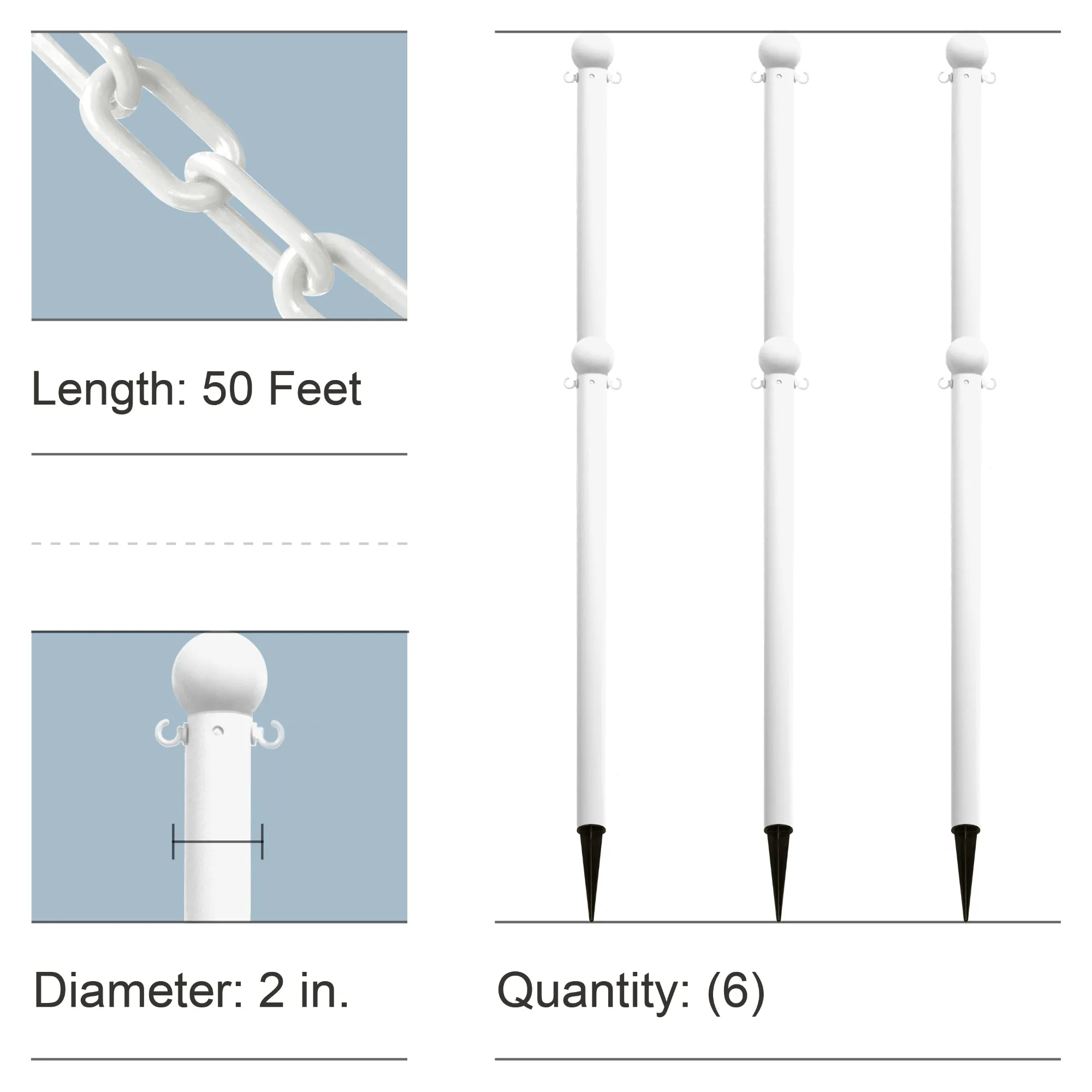 Ground Pole Kits with Plastic Chain