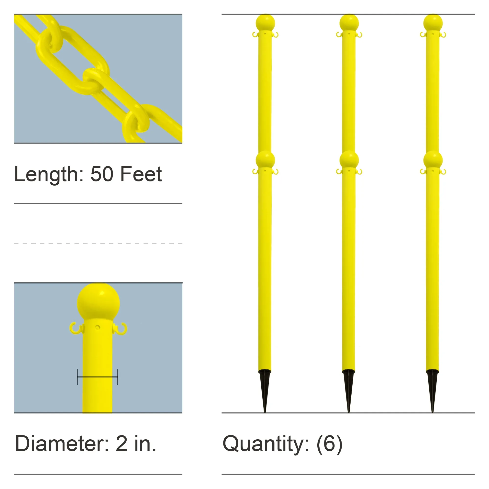 Ground Pole Kits with Plastic Chain