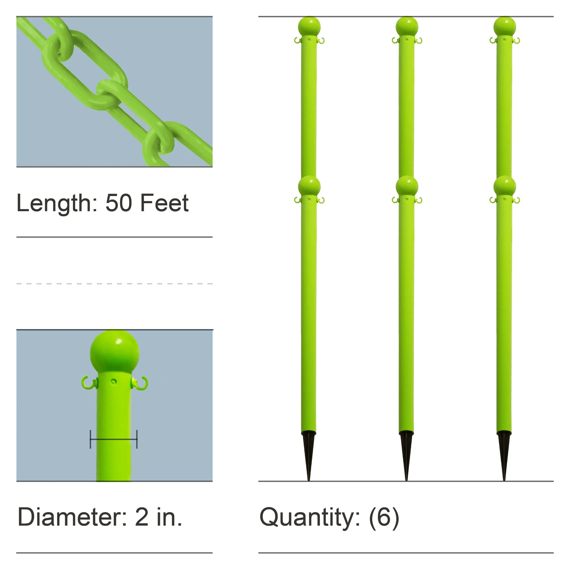 Ground Pole Kits with Plastic Chain