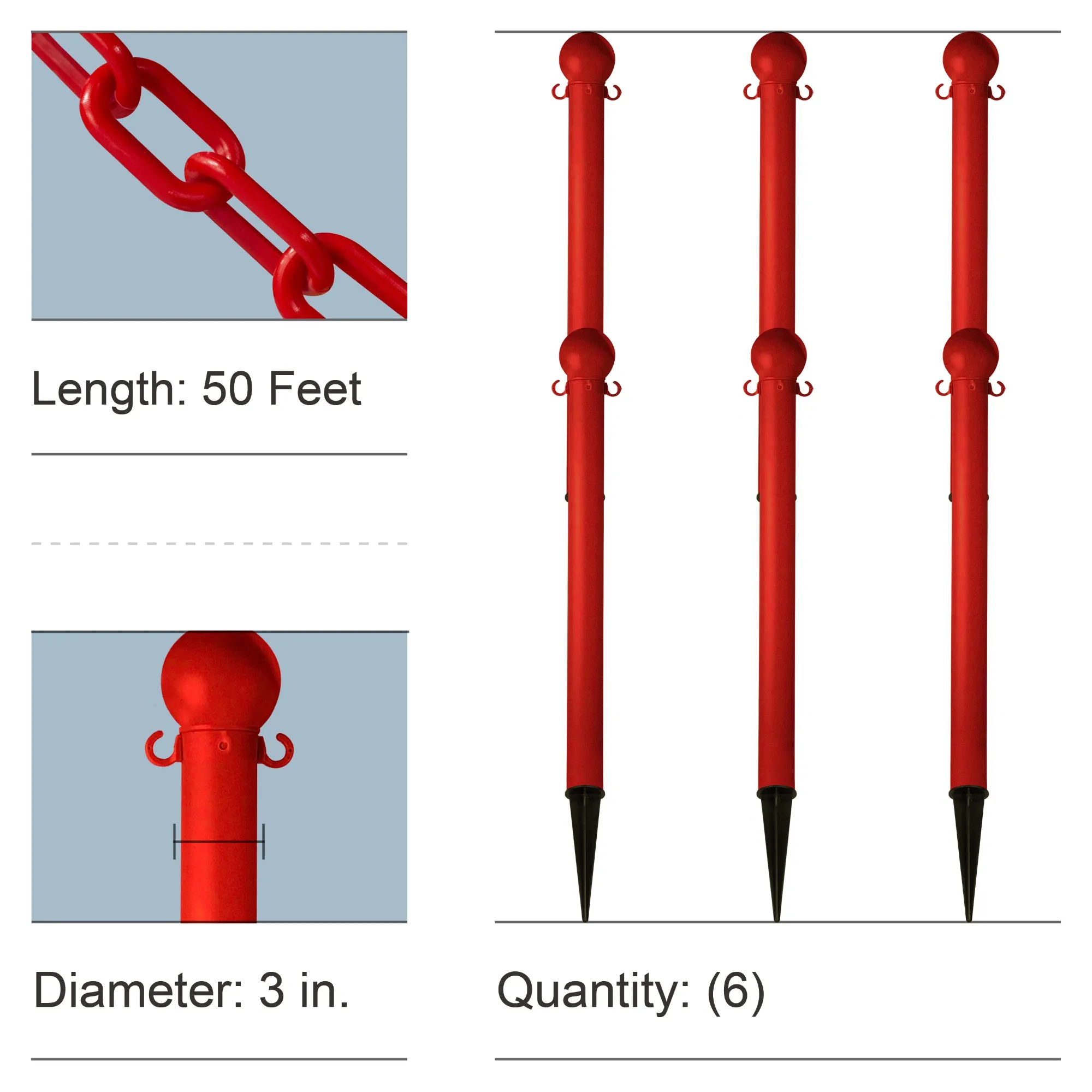 Ground Pole Kits with Plastic Chain