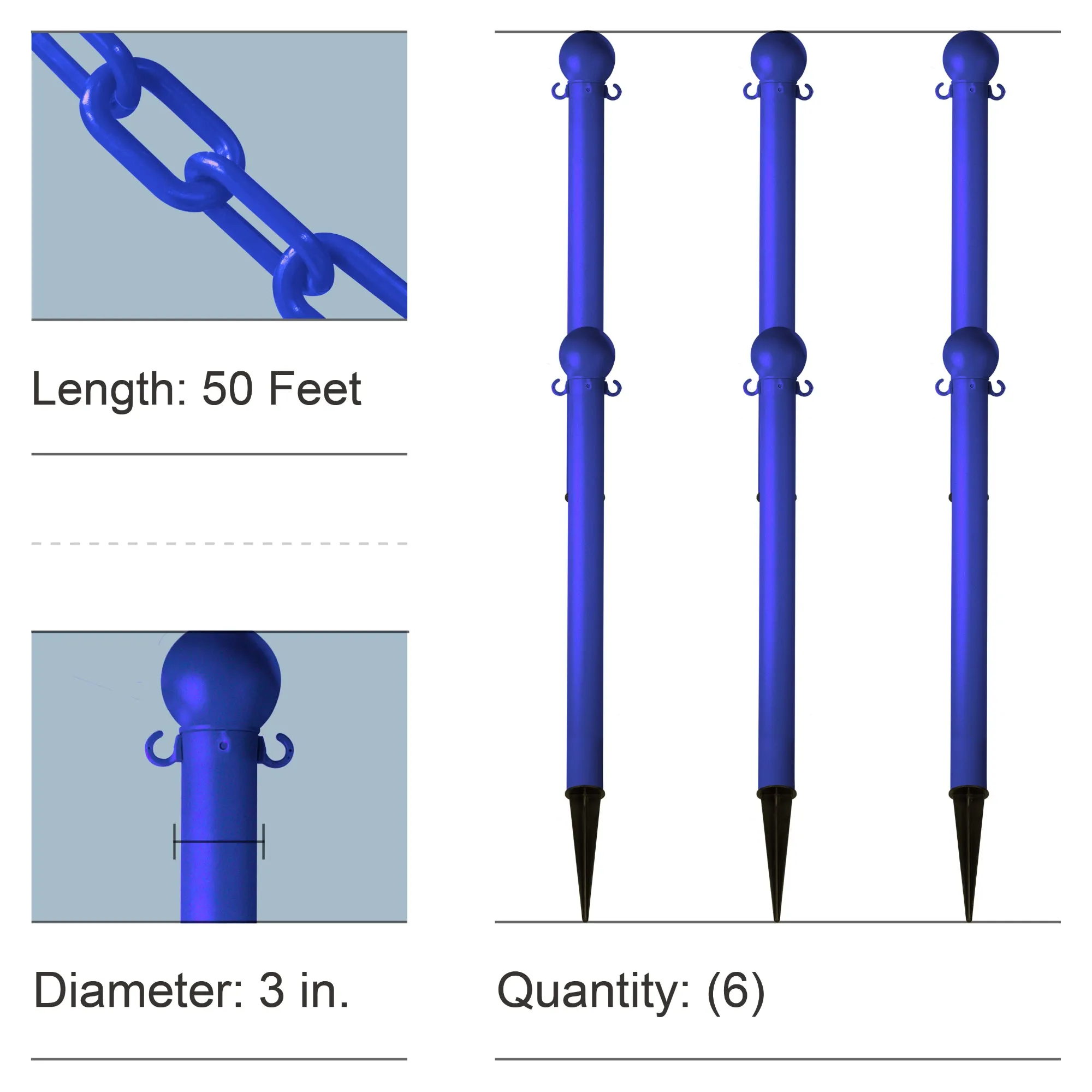 Ground Pole Kits with Plastic Chain