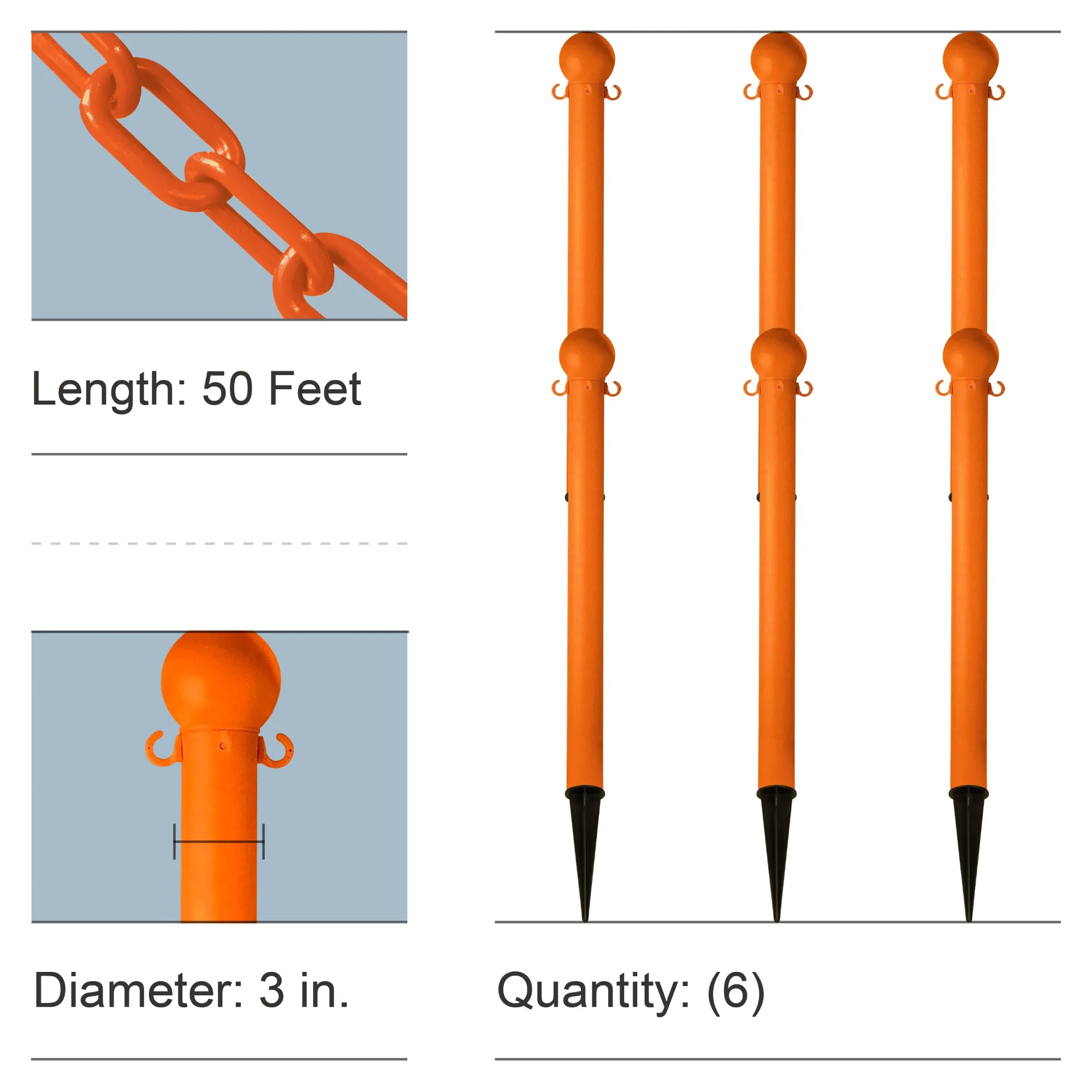 Ground Pole Kits with Plastic Chain