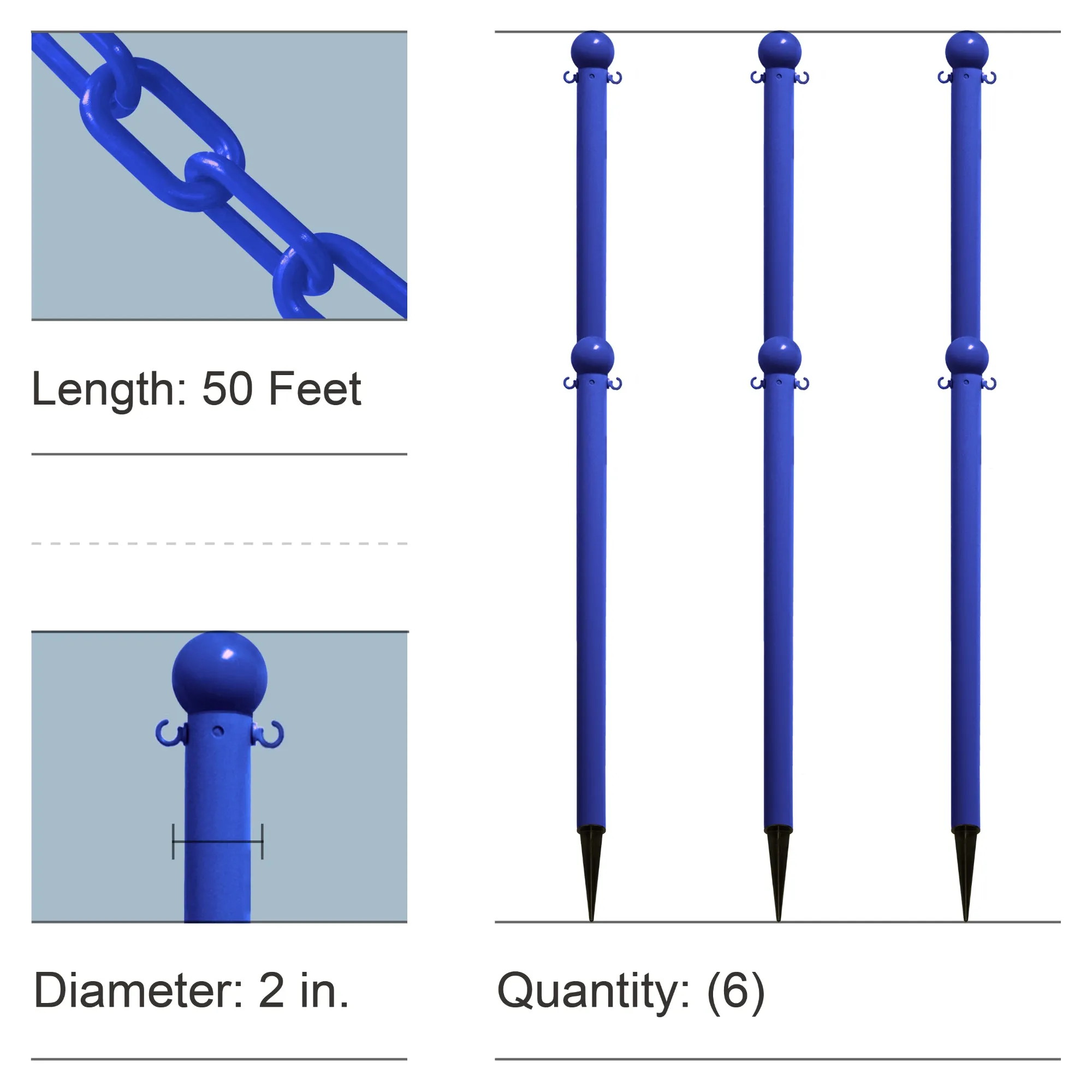 Ground Pole Kits with Plastic Chain