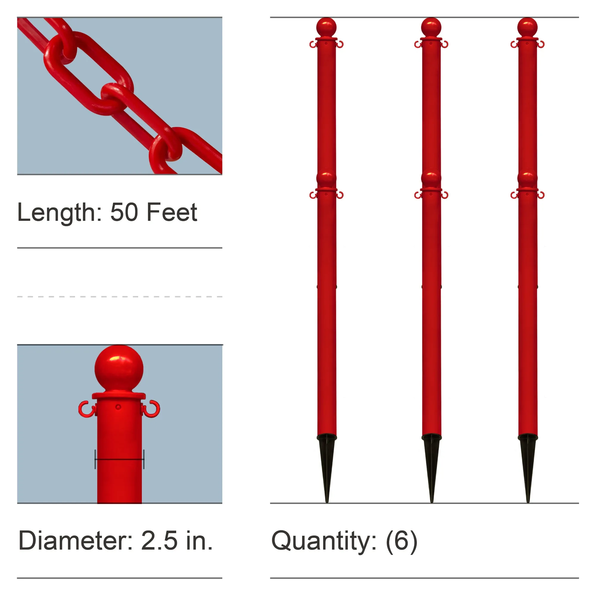 Ground Pole Kits with Plastic Chain