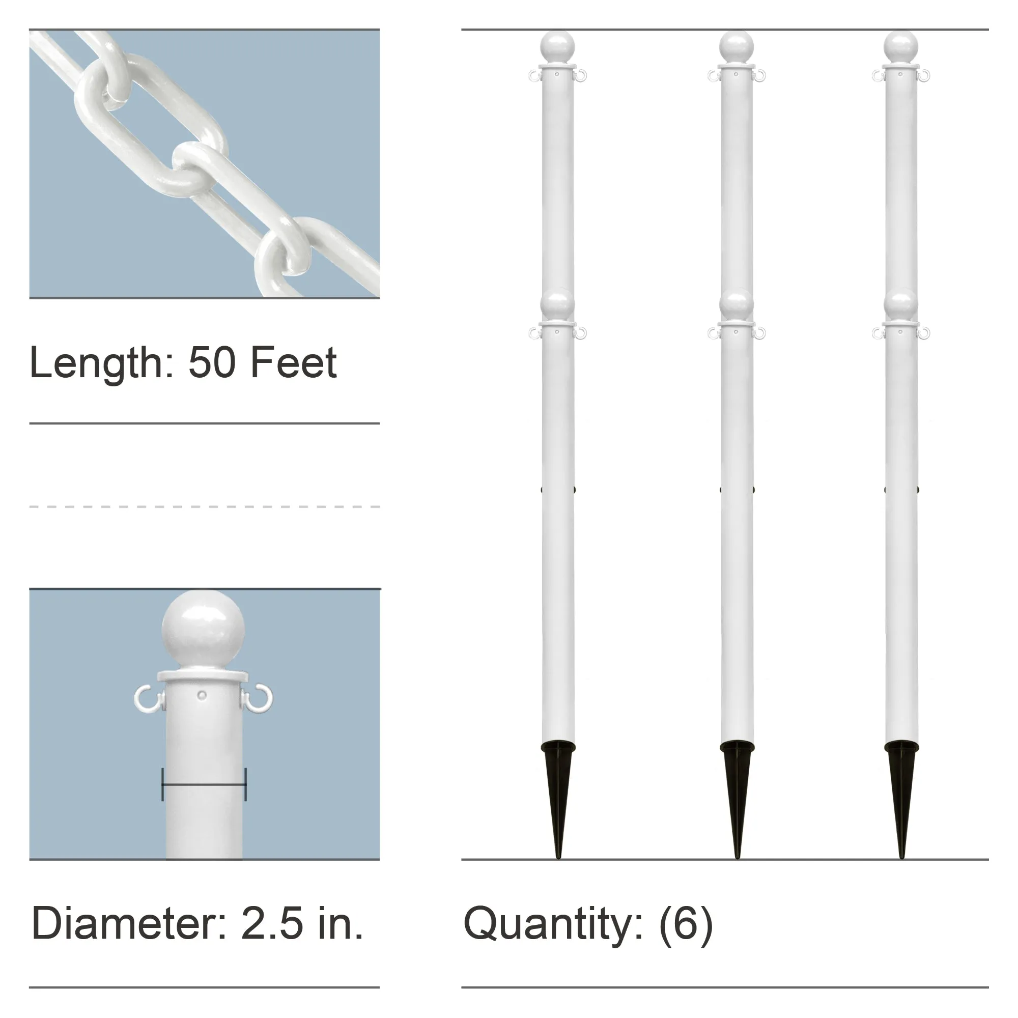 Ground Pole Kits with Plastic Chain
