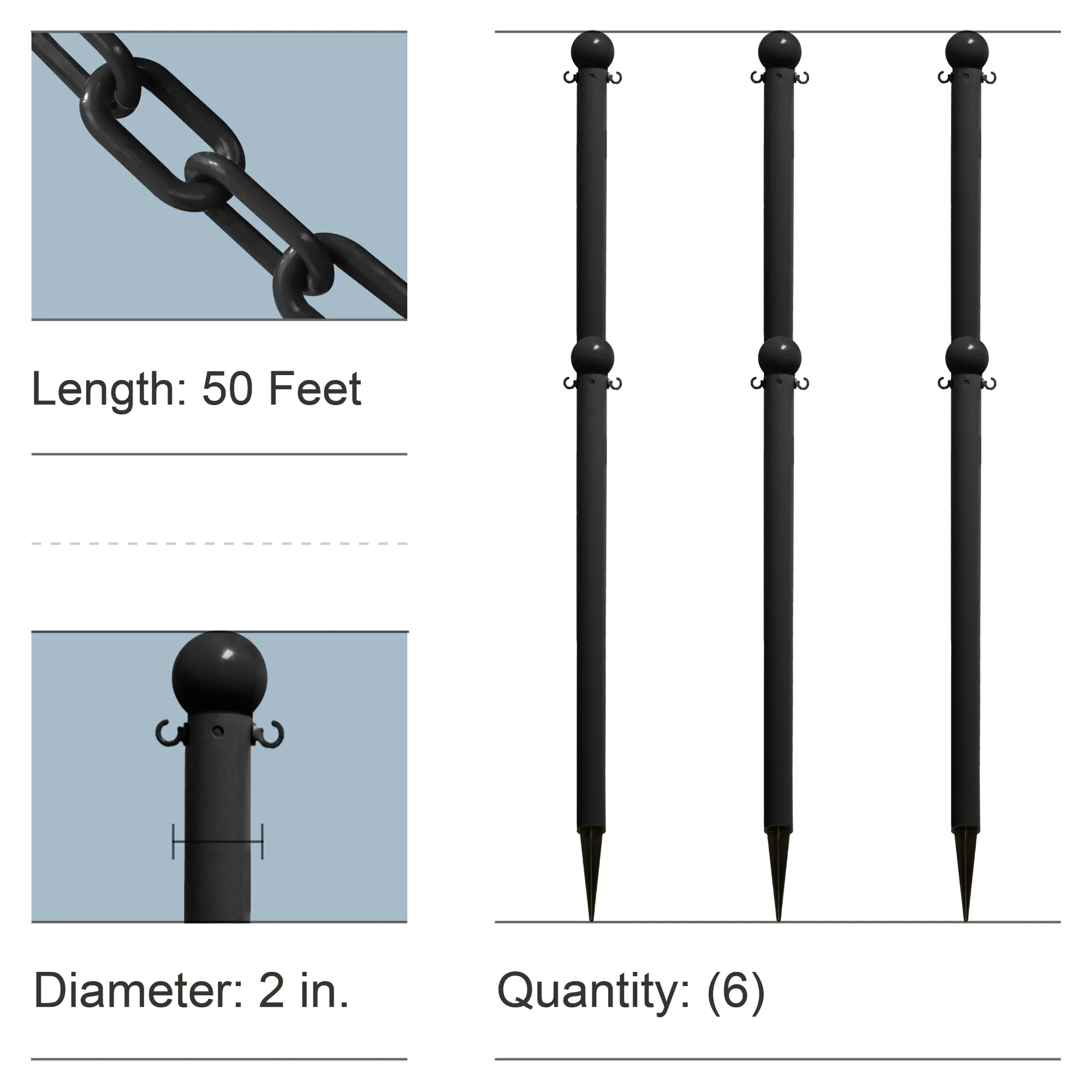 Ground Pole Kits with Plastic Chain