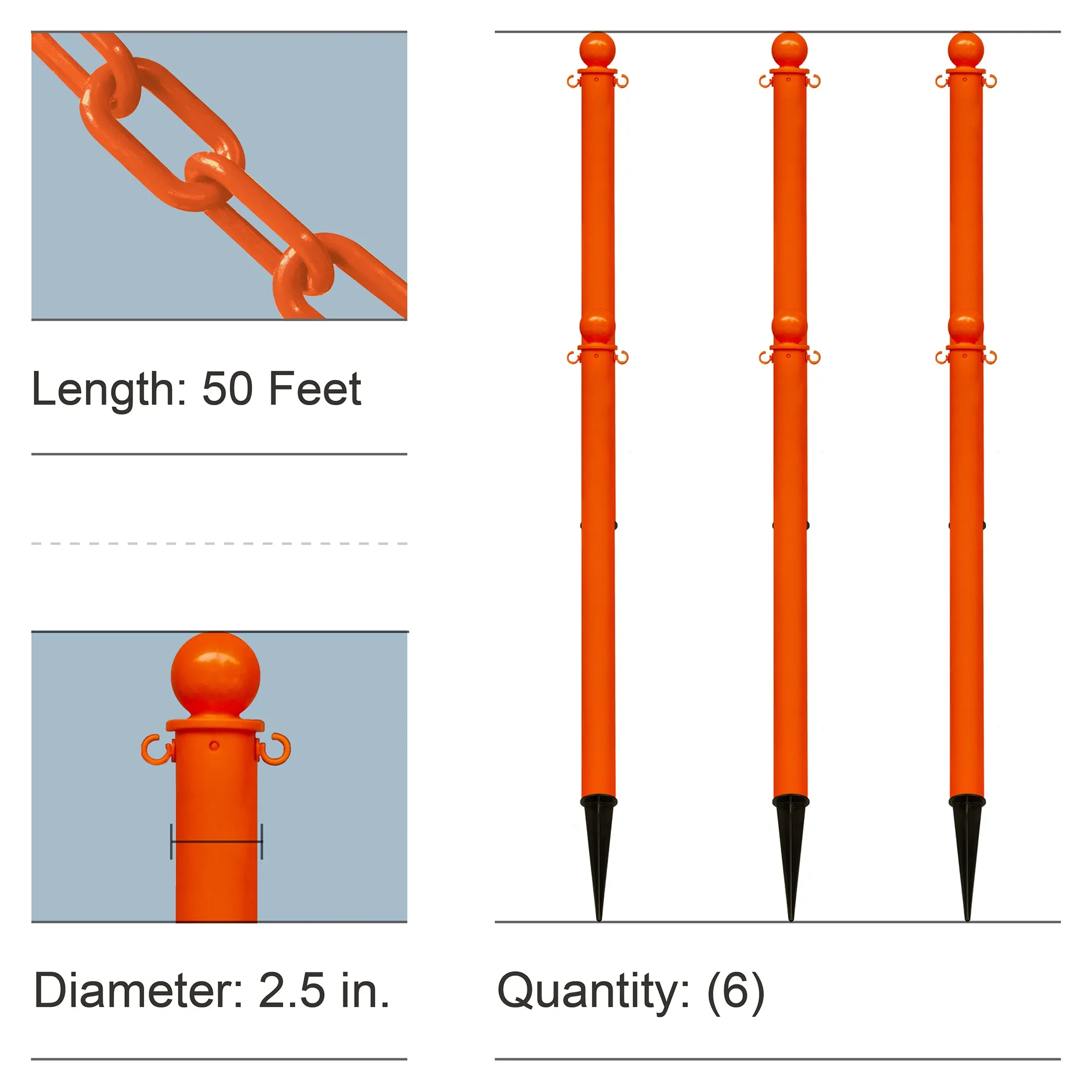 Ground Pole Kits with Plastic Chain