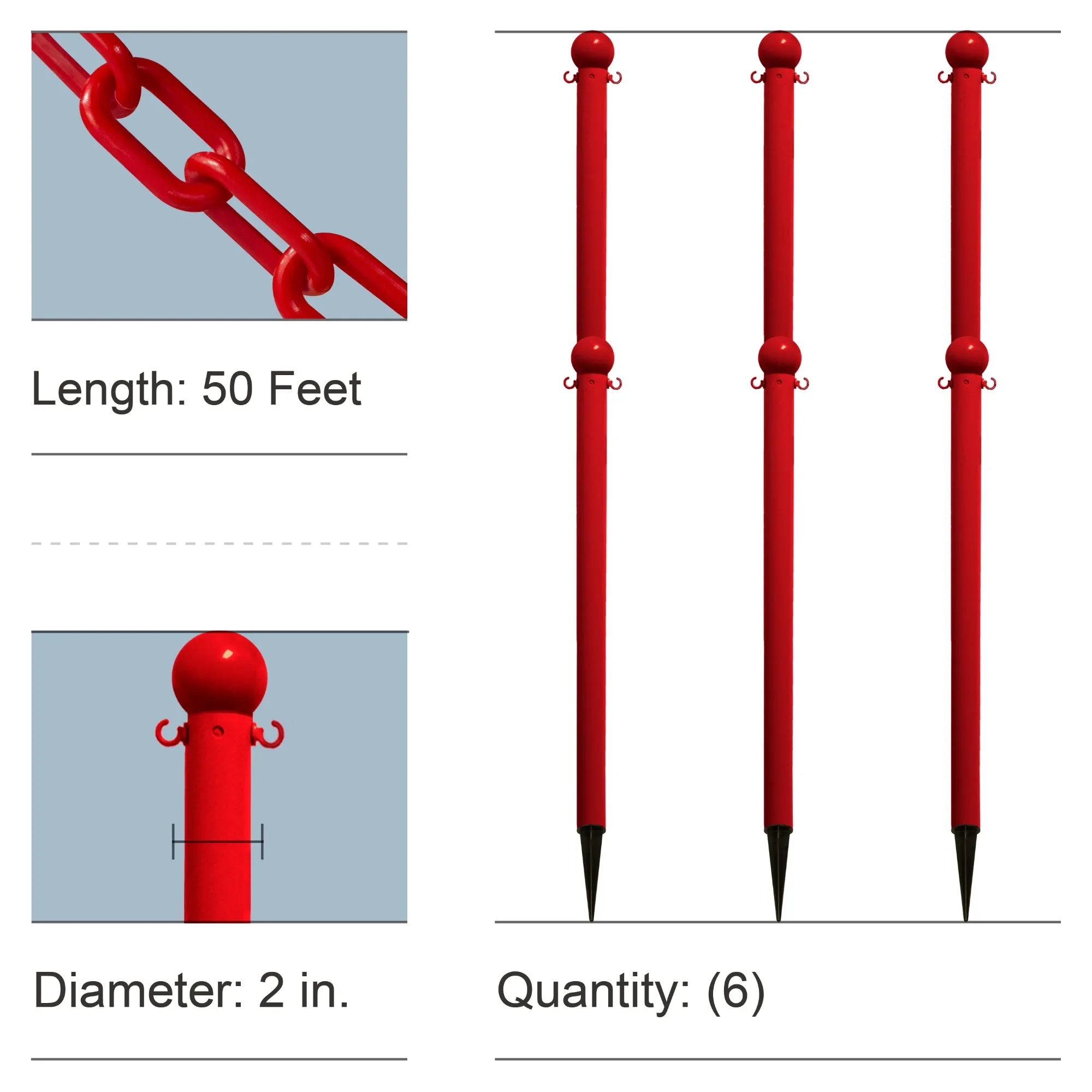 Ground Pole Kits with Plastic Chain