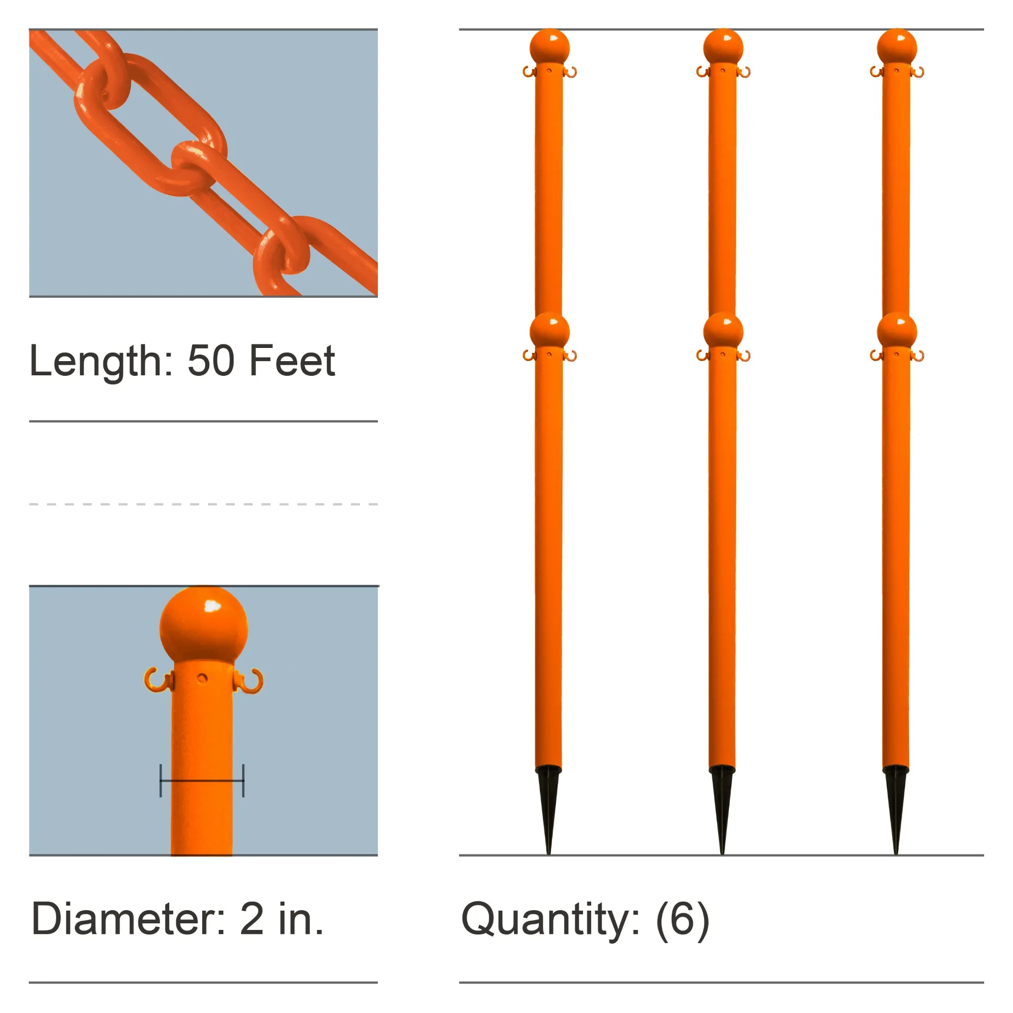 Ground Pole Kits with Plastic Chain