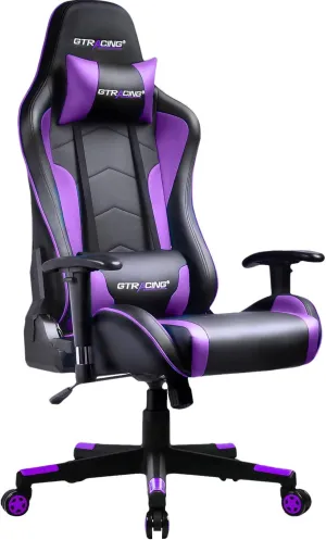 GTRACING Gaming Chair with Bluetooth Speakers Music Video Game Chair Audio Ergonomic Design Heavy Duty Office Computer Desk Chair GT890M Purple