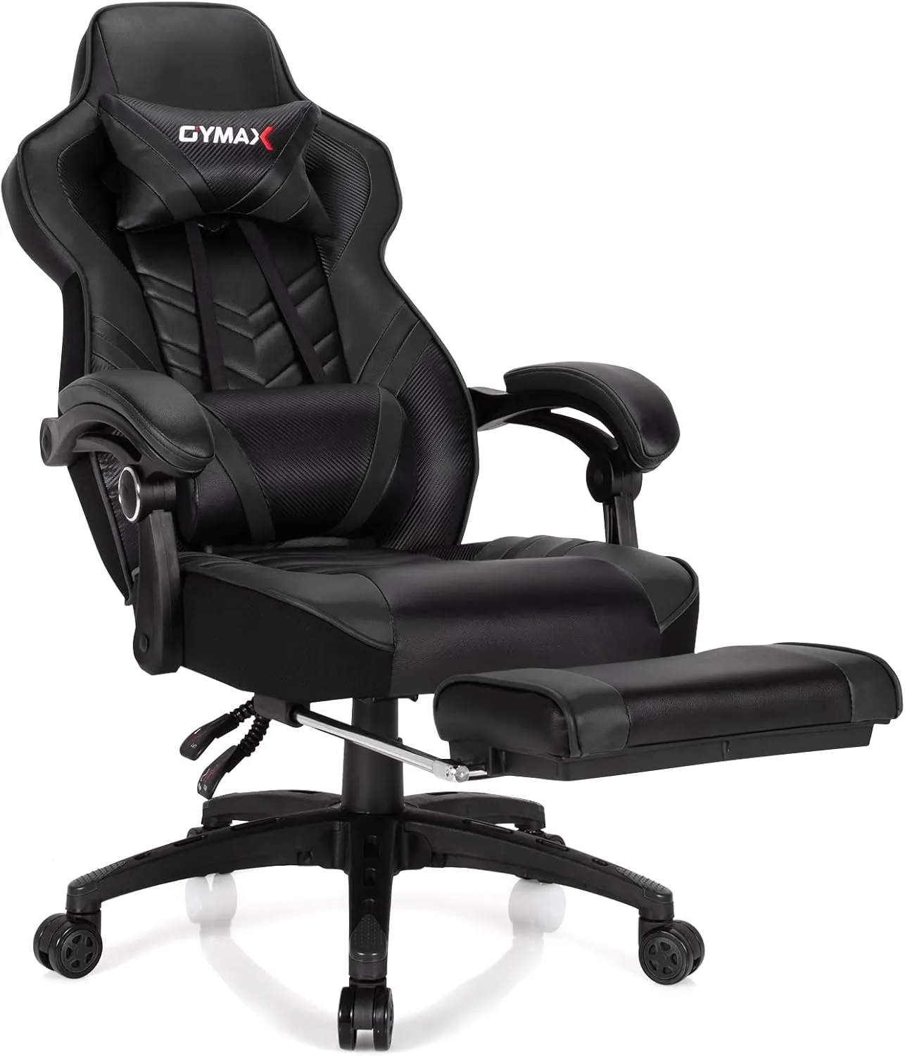 GYMAX Gaming Chair, Ergonomic Computer Chair with Footrest, Linkage Armrests & Lumbar Cushion, Big Wide High Back Video Gaming Chair, Reclining Office Rolling Chair for Adult/Teens (Black)