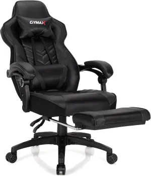 GYMAX Gaming Chair, Ergonomic Computer Chair with Footrest, Linkage Armrests & Lumbar Cushion, Big Wide High Back Video Gaming Chair, Reclining Office Rolling Chair for Adult/Teens (Black)
