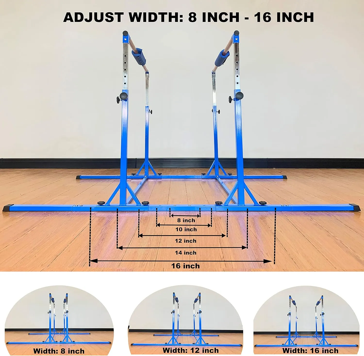 Gymnastics Double Horizontal Bars 3Play Parallel Bars Uneven Bars Gymnastics Training Kip Bar with 304 Stainless Steel Regulating Arms & Fiberglass Rail for Indoor Outdoor Home Club Use