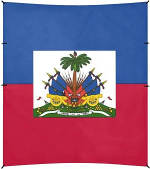Haiti Flag Haitian National Blue Red Foldable Beach Canopy UPF50 Lightweight Portable Sunshade with Sturdy Poles, Sandbags and Shovel for Camping, Picnics, Backyard