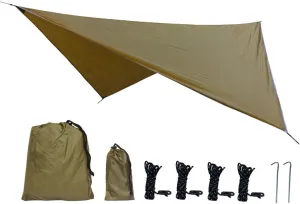 Hammock Rain Fly Camping Tarp Waterproof, 11.8 X 9.5 Ft Lightweight Backpacking Rain Tarp Shelter for Hiking Outdoor (Color : Brown, Size : 360 * 290cm)