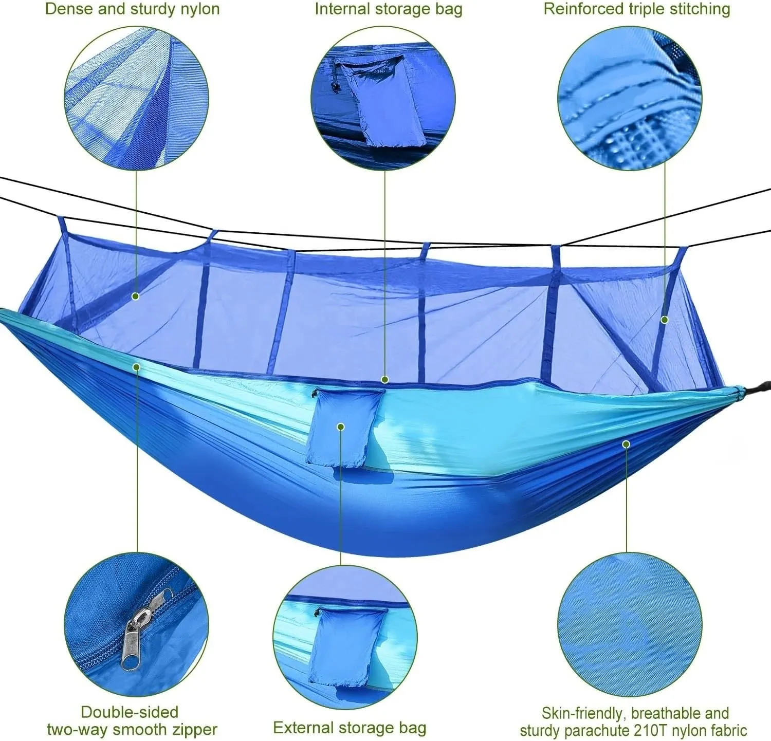 Hammock with Mosquito Net Lightweight Jungle Hammock for Trekking, Backpacking, Nylon Travel Hammock with Mosquito for Travel, Garden, Hiking, Survival (Color : D)