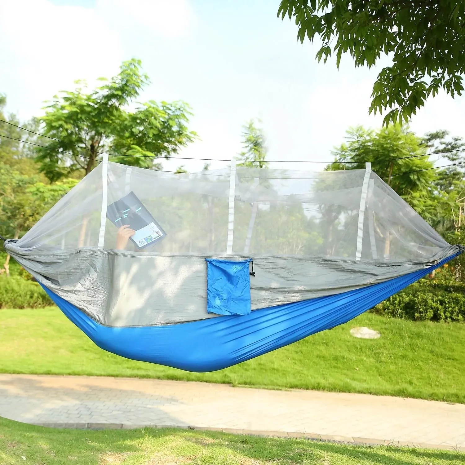 Hammock with Mosquito Net Lightweight Jungle Hammock for Trekking, Backpacking, Nylon Travel Hammock with Mosquito for Travel, Garden, Hiking, Survival (Color : D)