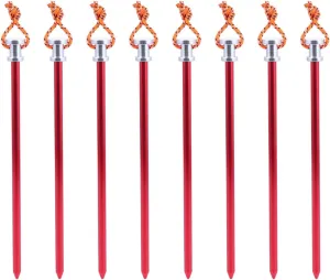 HANABASS 8pcs Aluminum Alloy Camping Tent Stakes Rope Lightweight and Ground Nails for Outdoor Activities for Tent Setup and Picnic Use