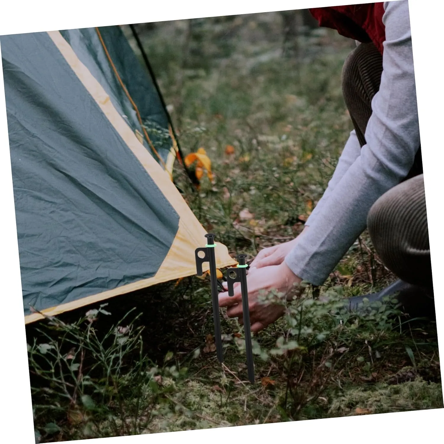 Happyyami Camping Tent Stakes 9pcs Heavy Duty Metal Ground Pegs Ring Windproof for Outdoor