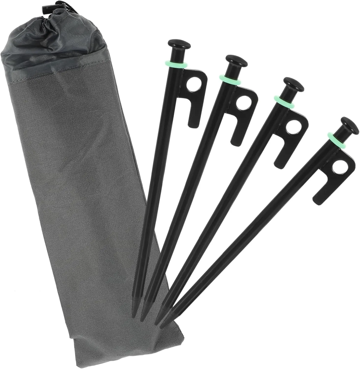 Happyyami Camping Tent Stakes 9pcs Heavy Duty Metal Ground Pegs Ring Windproof for Outdoor