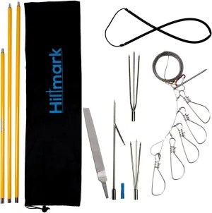 Hawaiian Sling Fishing Spear Set - Travel Fiberglass Pole Spear Harpoon for Spearfishing with Stainless Steel Single Barb, Lionfish & Paralyzer Tips Adjustable 4' - 7', Fishing Stringer & Sharpener