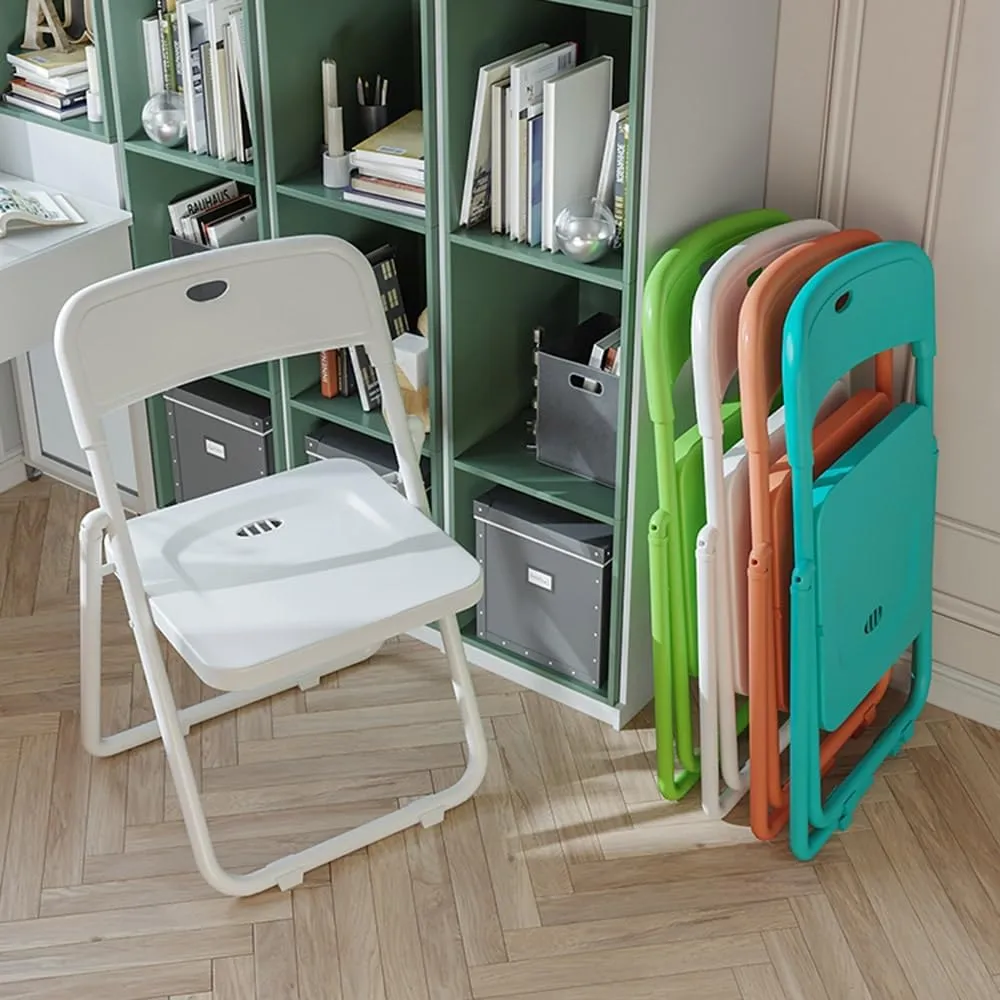 HCZION Plastic Folding Chair Outdoor Stackable Chair Portable Dining Chairs Fold Up Party Chair Garage Folding Stool with Backrest Lightweight Camping Chair (Color : Green)