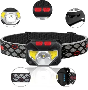 Head Torch LED Rechargeable - 800 Lumens Super Bright Headtorch with White
