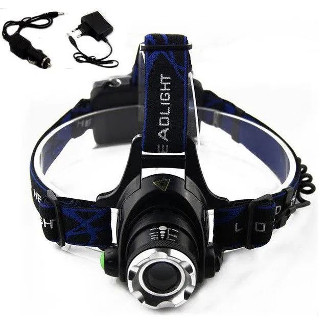 Headlamp 18650 Battery  XM L2 LED Frontal Head Flashlight Torch Powerful Zoomable Headlight Latern   AC charger  Car charger