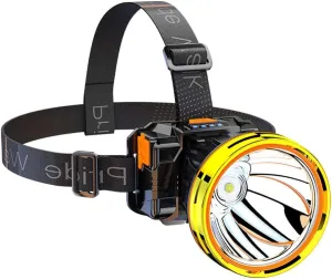 Headlamp Strong Light Rechargeable Head-Mounted Outdoor Flashlight Night Fishing Long Life LED Miner's Lamp Headlamp (Color : Yellow Light)