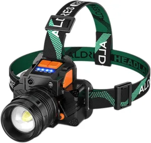 Headlamp Strong Light Rechargeable Head-Mounted Outdoor Flashlight Night Fishing Long Life LED Miner's Lamp Headlamp (Color : Yellow Light)