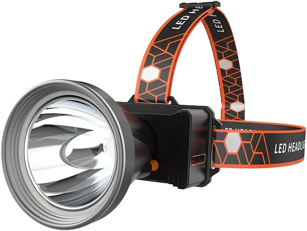 Headlamp Strong Light Rechargeable Head-Mounted Outdoor Flashlight Night Fishing Long Life LED Miner's Lamp Headlamp(White Light)