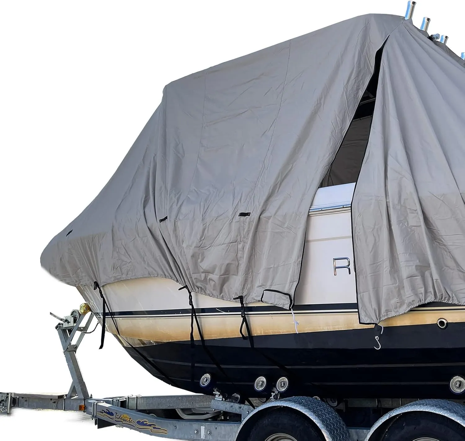 Heavy Duty T Top Hard Top Boat Cover, Marine Grade Solution-Dyed Polyester, UV Treated, Water Resistant, Fade Resistant, Tear Resistant Gray Color 29 ft - 30 ft Long, 120" Wide