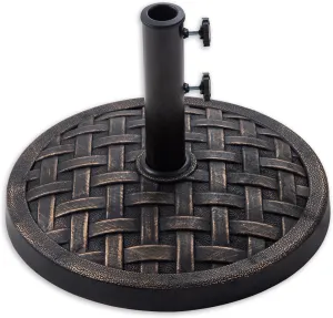 Helios&Hestia 31 lb Heavy Duty Round Resin Outdoor Umbrella Stand Base Weight for Patio Market Table Umbrella, Bronze