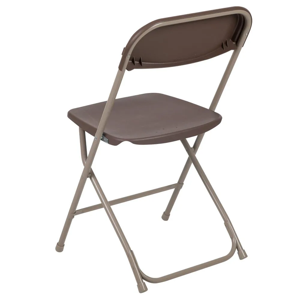 HERCULES Series 650 lb. Capacity Premium Brown Plastic Folding Chair - Flash Furniture