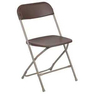 HERCULES Series 650 lb. Capacity Premium Brown Plastic Folding Chair - Flash Furniture