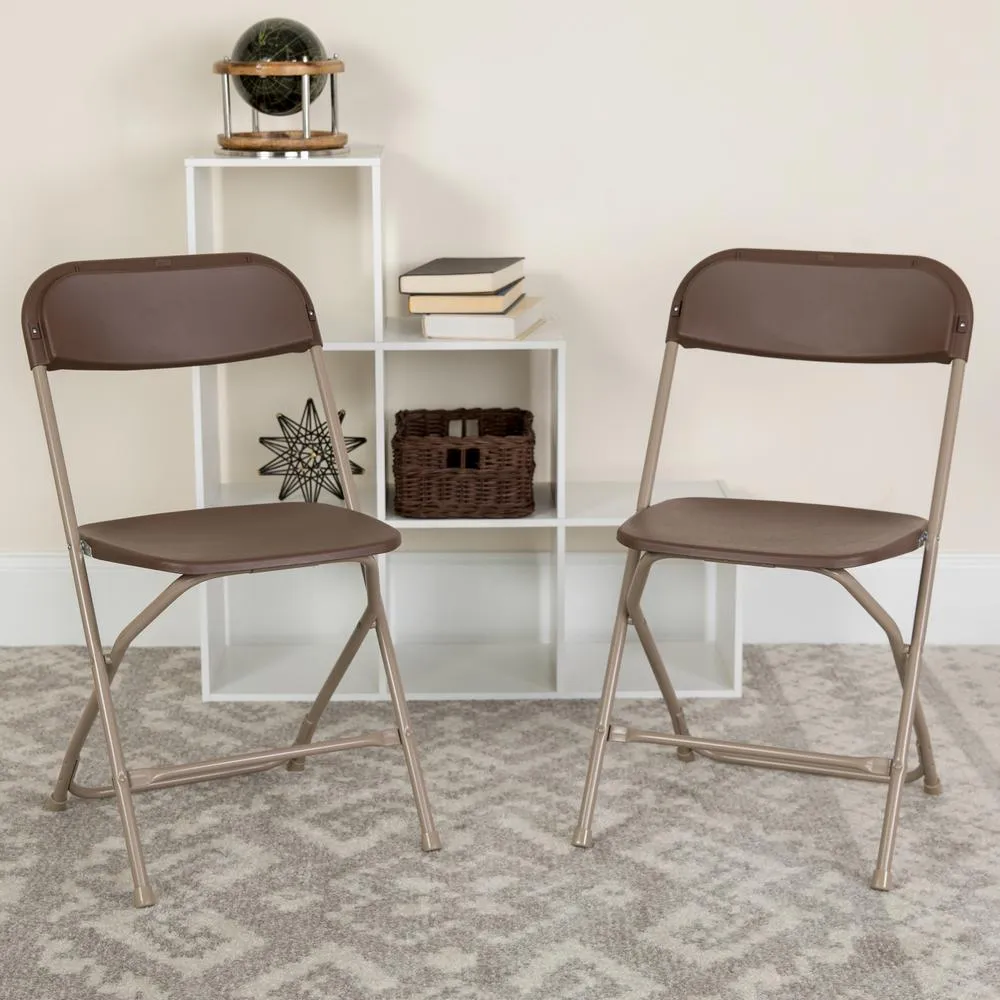 HERCULES Series 650 lb. Capacity Premium Brown Plastic Folding Chair - Flash Furniture