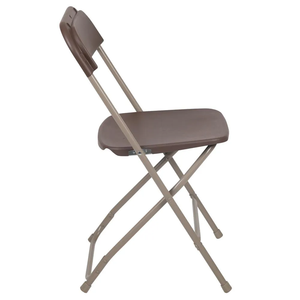 HERCULES Series 650 lb. Capacity Premium Brown Plastic Folding Chair - Flash Furniture