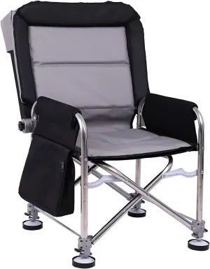 High Back Chair Fishing Chair Lightweight Portable Folding Director Chairs with Side Pockets Lifting Legs and Removable Cushion for Outdoor Beach Camping Chair