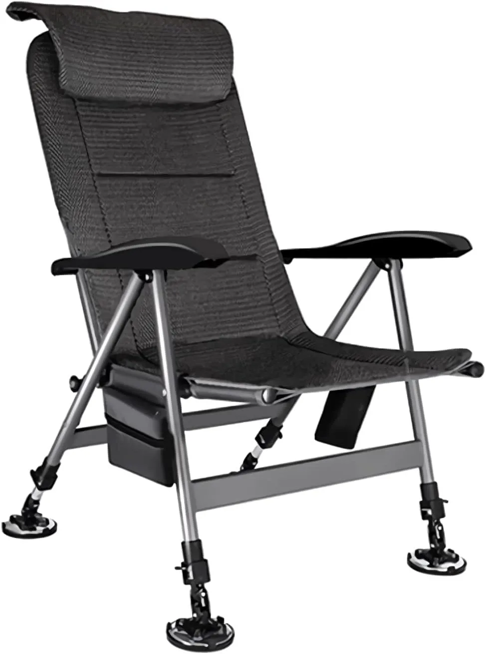 High Back Chair Office Recliner Folding Fishing Chair with Adjustable Pillow Backrest Legs for Wild Camping Beach Fly Fishing Stool Sleep Bed Camping Chair