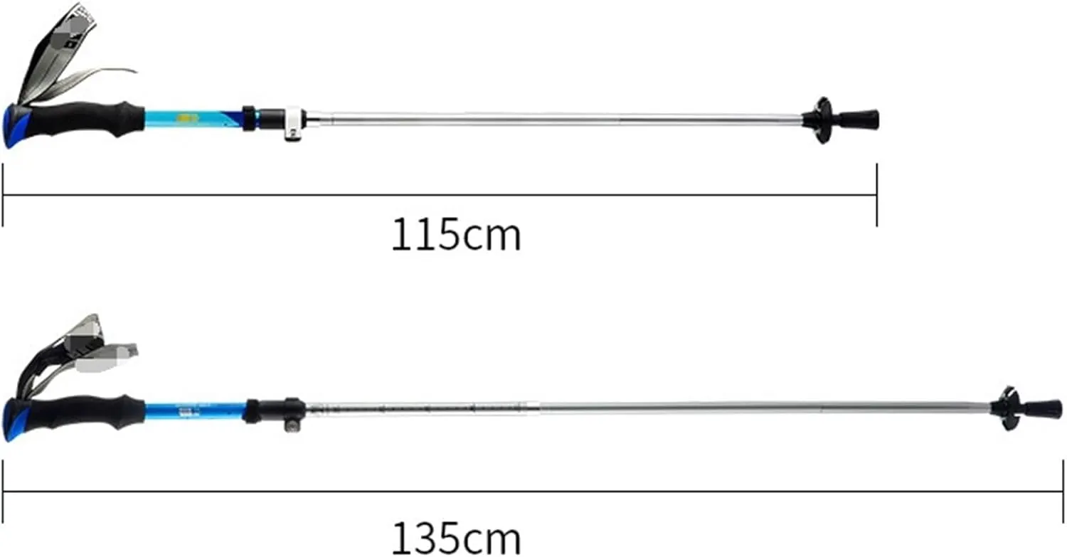 Hiking Trekking Poles Light Retractable Trekking Poles Adjustable Carbon Fiber with Soft Comfortable Handle Hiking Sticks for Trekking(Blue)