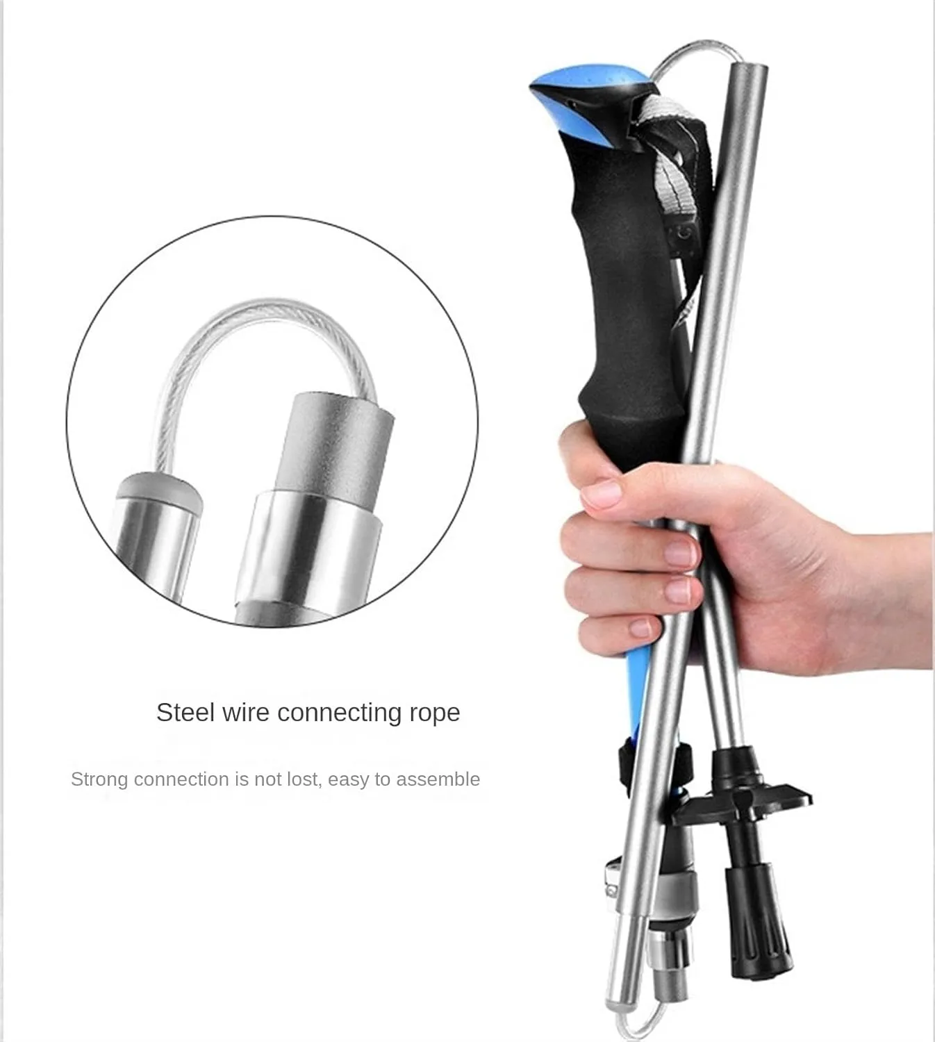 Hiking Trekking Poles Light Retractable Trekking Poles Adjustable Carbon Fiber with Soft Comfortable Handle Hiking Sticks for Trekking(Blue)